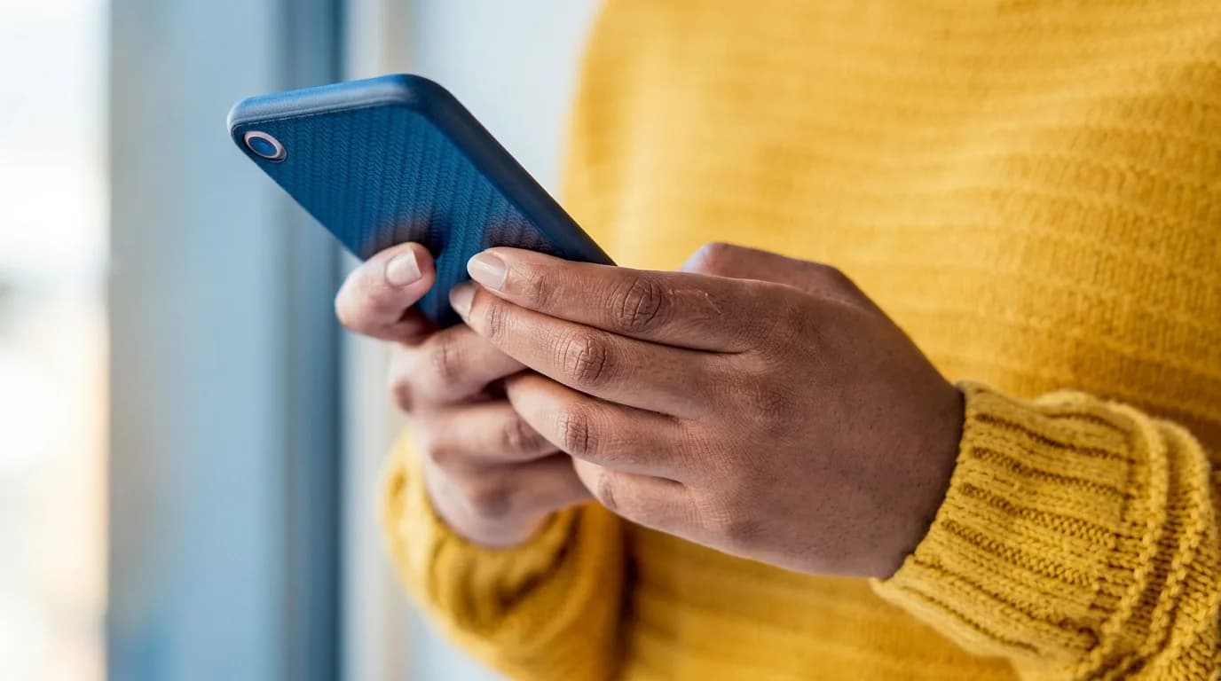 A person reading their results on a phone